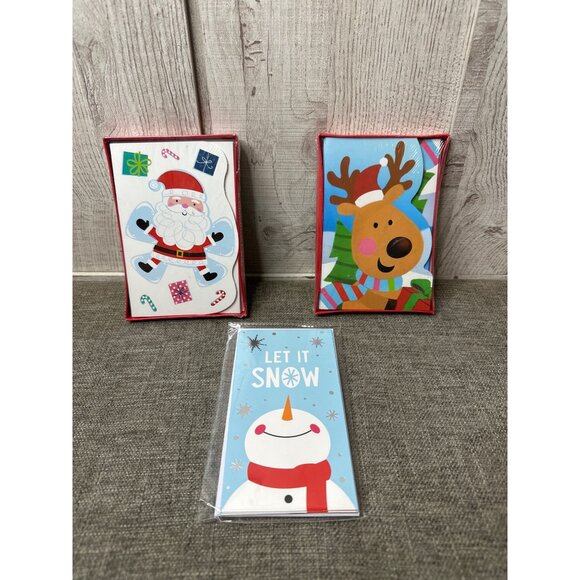 Holiday Style Other - Christmas Greeting Cards w/ Envelopes Reindeer Santa & Money Gift Cards Snowman